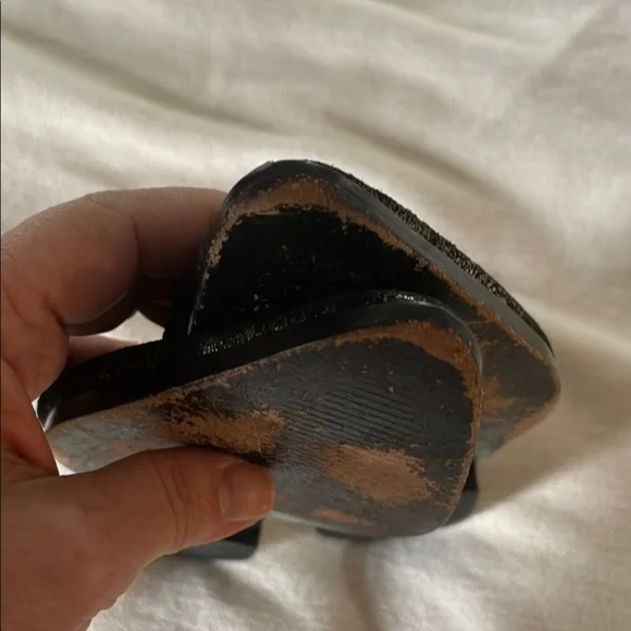 One Teaspoon Black Gold Crackled Metallic Nail Detailing Slip On Mules - Picture 8 of 15